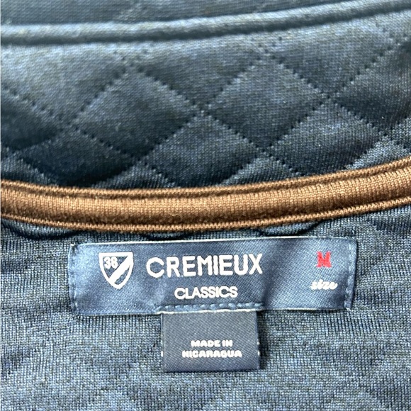 Men's Cremieux Classics Navy Quilted Vest with Brown Trim - Picture 6 of 10